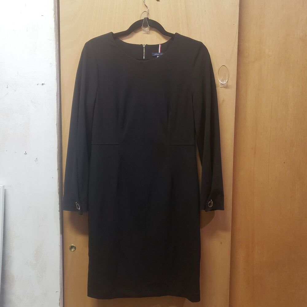 Tommy Hilfiger Black Sheath Dress Sz 6 RRR Embellishment on sleeve